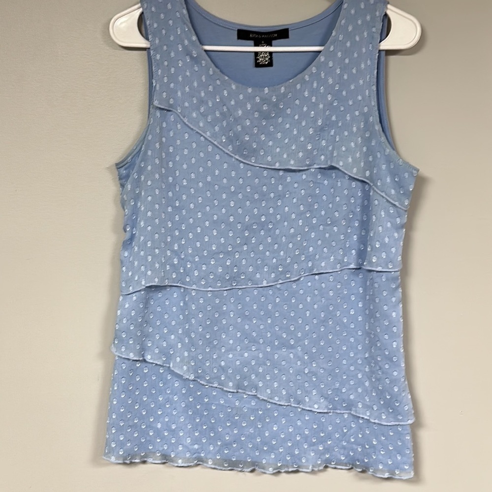 Super Cute 89th and Madison Powder Blue tiered layers sleeveless top size S